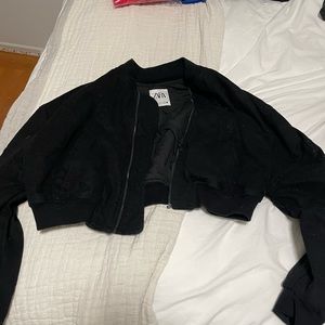 Black zara cropped jacket medium